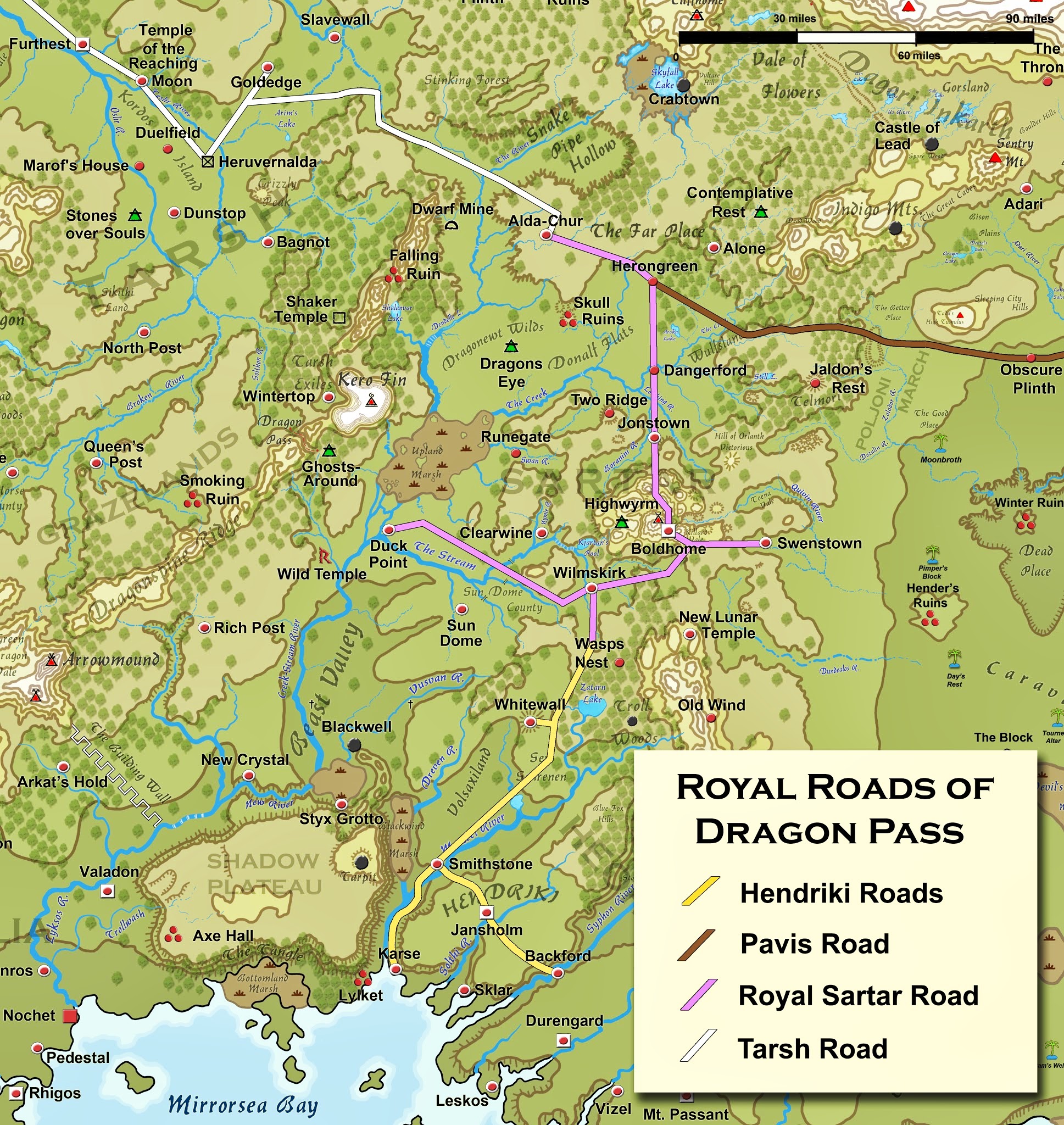 Roads between the Homelands of Dragon Pass